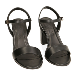 Sandalias negras, tacón de 8 cm