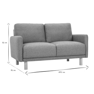Canapé design 2 places en tissu vert de gris et bois clair BONO