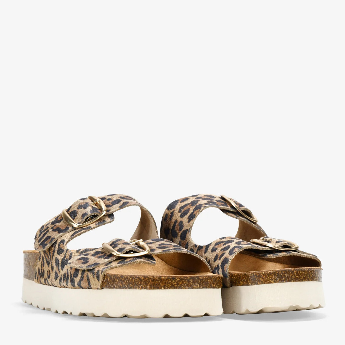 Sandalias de piel leopardo con hebillas