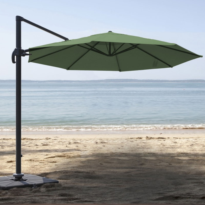 Parasol déporté rond - Kaki