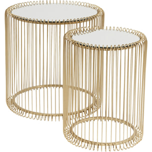 Tables d'appoint rondes Wire laiton set de 2 Kare Design