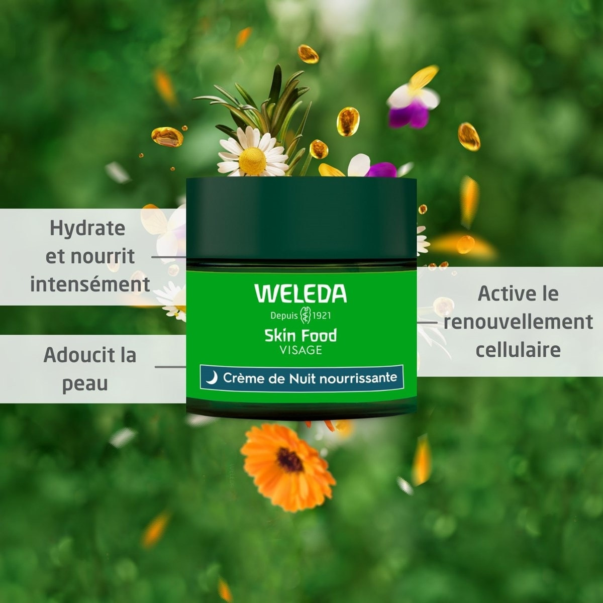 WELEDA - Skin Food Crème de Jour nourrissante + Crème de Nuit nourrissante + Gel-en-huile nettoyant - Pour les peaux sèches - Hydrate immédiatement et nourrit instantanément  - Natrue* - Vegan*** - 2x40 ml + 75ml