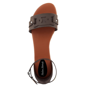 Sandalo Donna in pelle colore Marrone