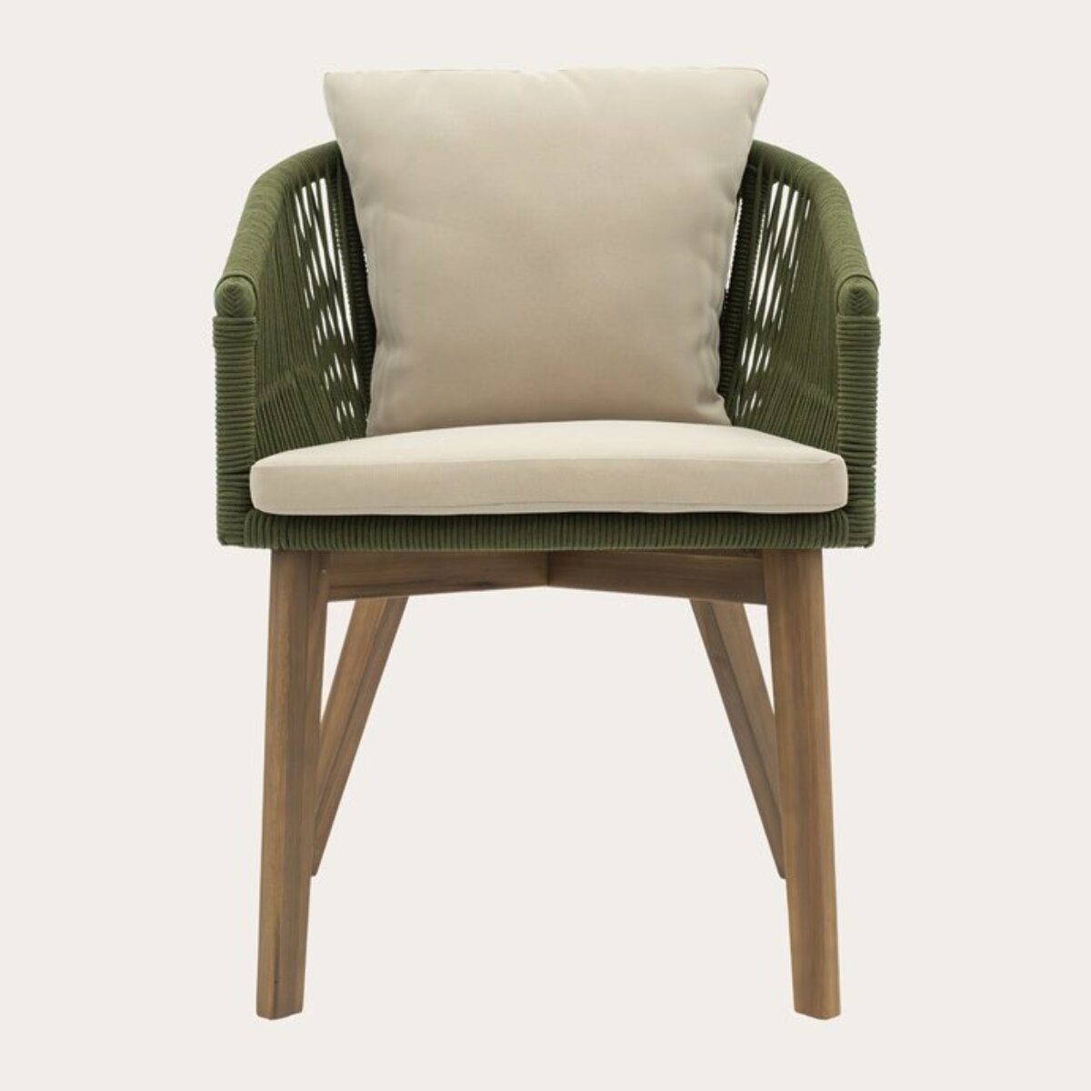 Chaise de jardin Nova -bois massif dacacia, corde et revêtement-couleur vert 60 x 84 x 63 cm