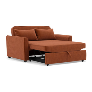 Ernest - Canapé droit 2 places convertible en velours côtelé - Terracotta