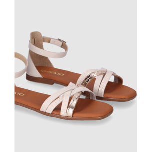 Sandalias de Piel - Hielo - Tacón: Bajo