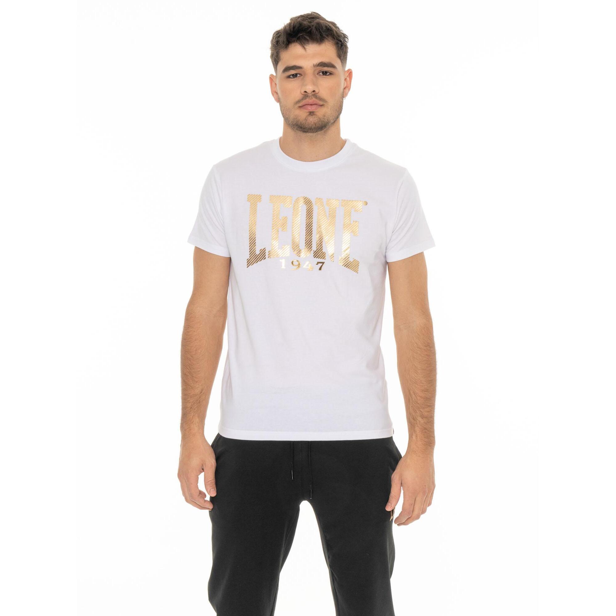 Camiseta de hombre Leone Stripe Gold de manga corta en algodón elástico
