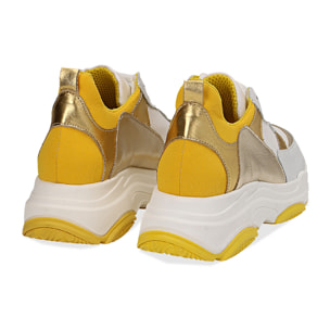 Dad shoes bianco/oro in pelle