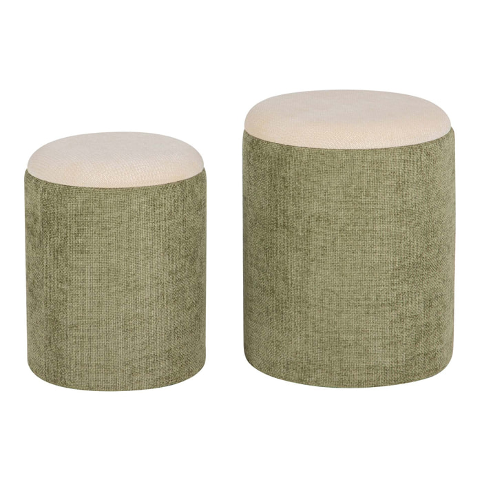 Set 2 Puffs Velvet Chenilla 36x36x44 31x31x38 Cm