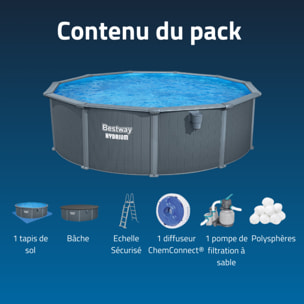 Bestway Piscine acier ronde Bestway Hydrium 488 x 132 cm gris foncé