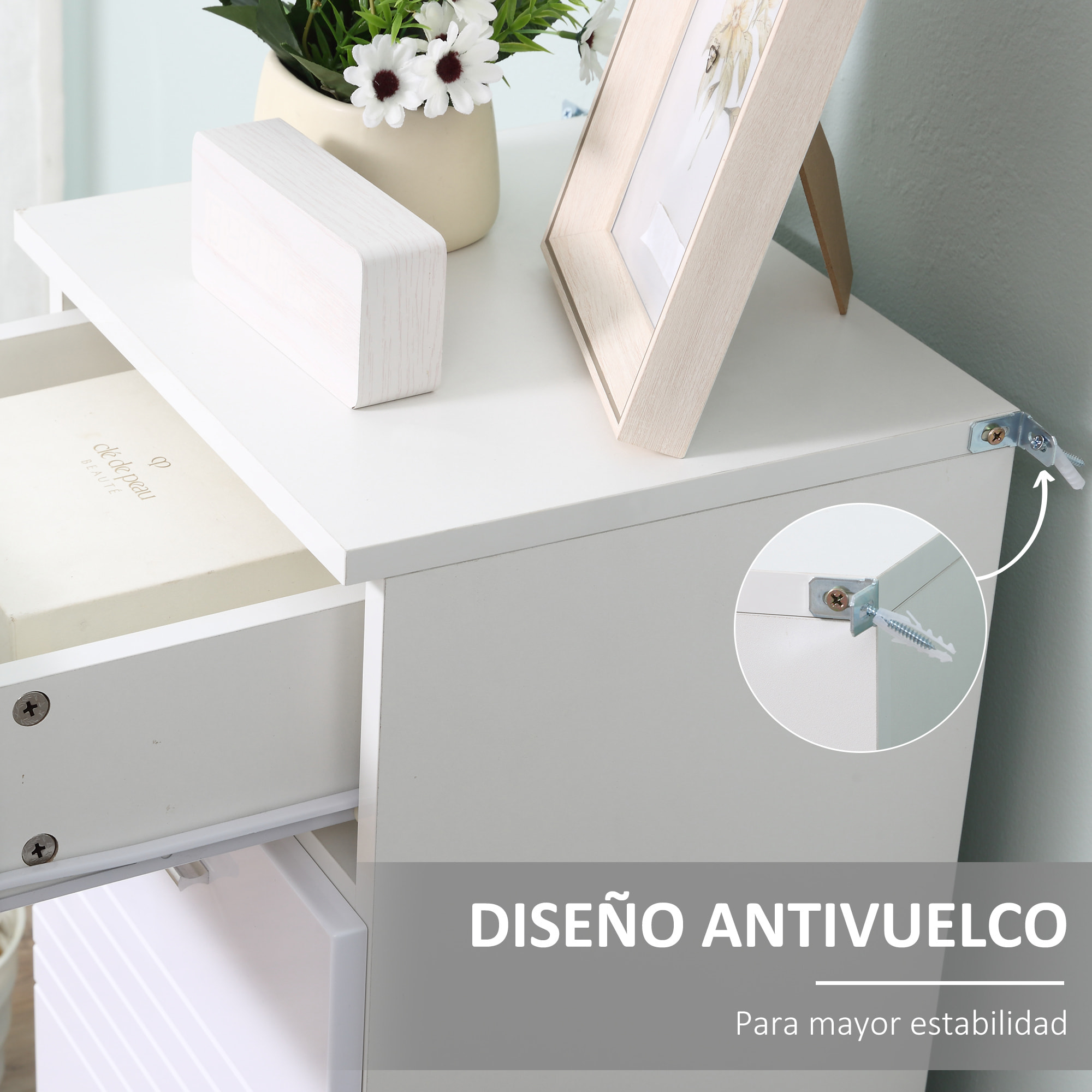 Armario Auxiliar de Baño Mueble de Baño de Suelo con Puerta Cajón y Estante Ajustable para Salón Dormitorio Aseo 35x30x77,5 cm Blanco