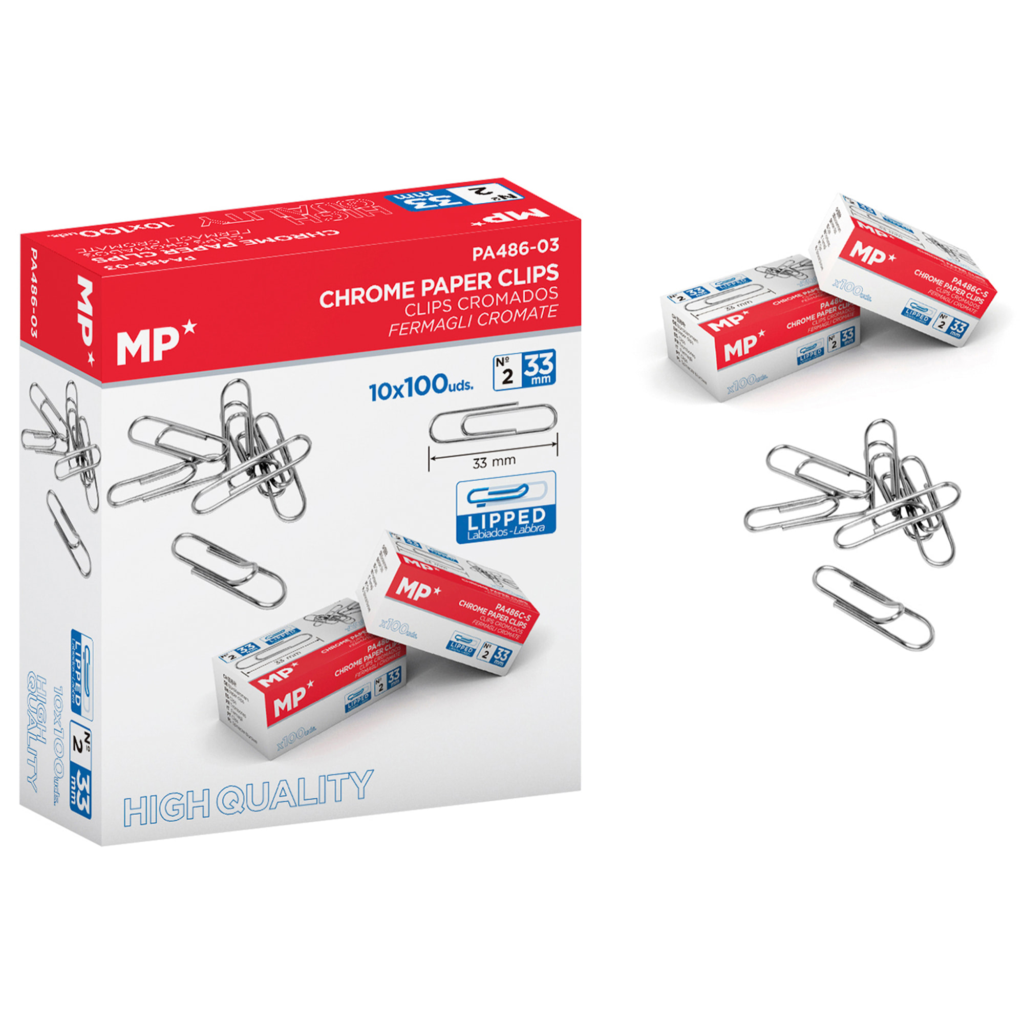 CLIP CROMATI 33 mm SCATOLA 100 Uds. x 10