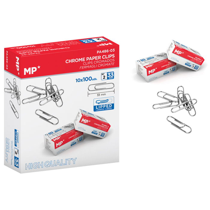 CLIP CROMATI 33 mm SCATOLA 100 Uds. x 10