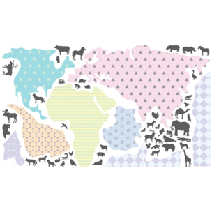 Sticker mural - Ambiance Sticker - CARTE DU MONDE + LES ANIMAUX À COLLER - Fond - 60x100cm