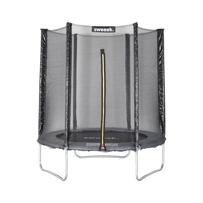 Trampoline rond Ø 180cm gris avec son filet de protection - Cassiopée - Trampoline de jardin 2m| Qualité PRO. | Normes EU.