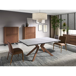 Silla Angel Cerdá tapizada en polipiel marrón con patas de madera en nogal 52x60x83cm