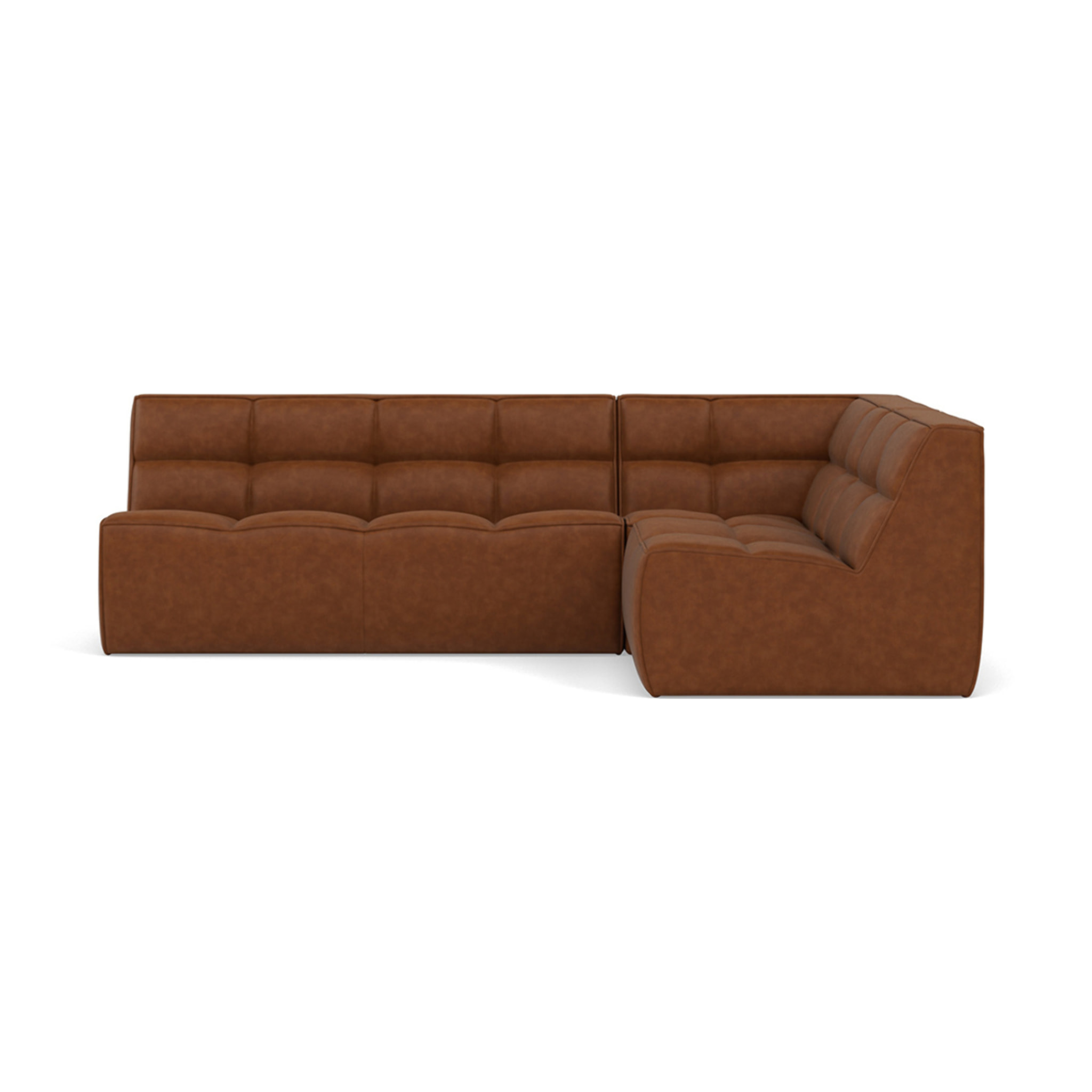 Alya - canapé modulable d'angle réversible 4 places en simili - Cognac