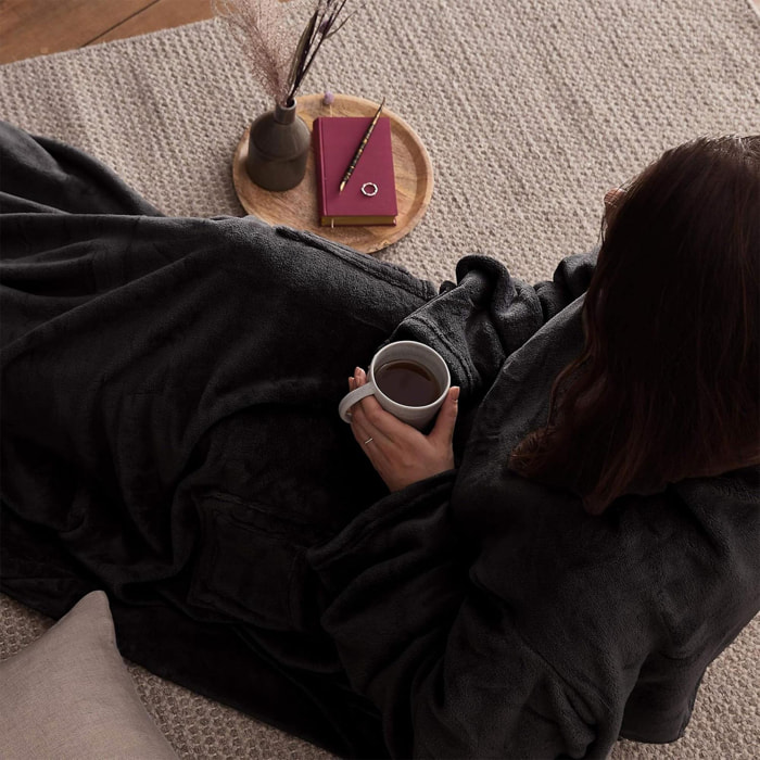 Well Home Manta Polar Coral de 250 GSM, 100% Poliéster Color Antracita