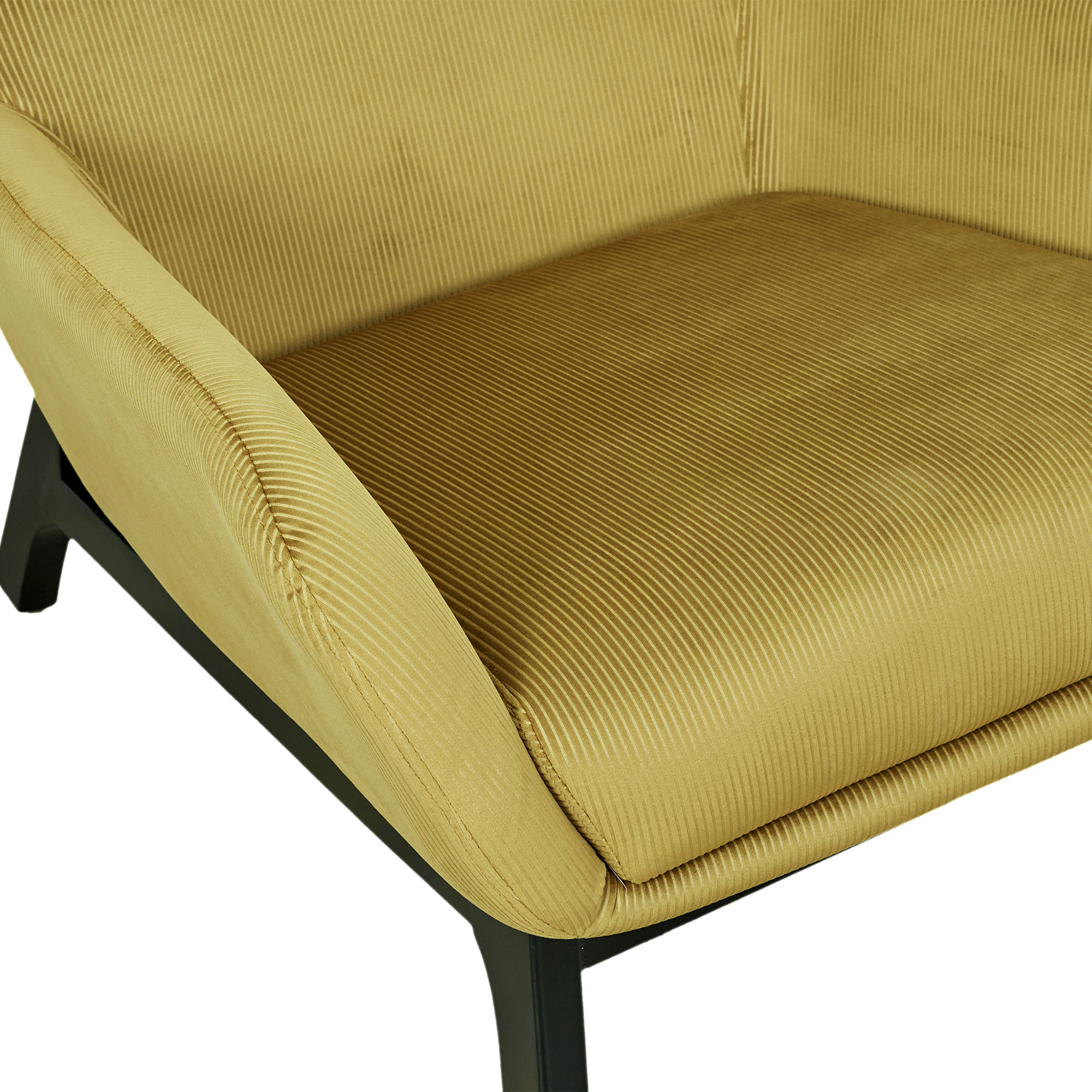 Fauteuil Velours Cotele Roma Jaune Moutarde