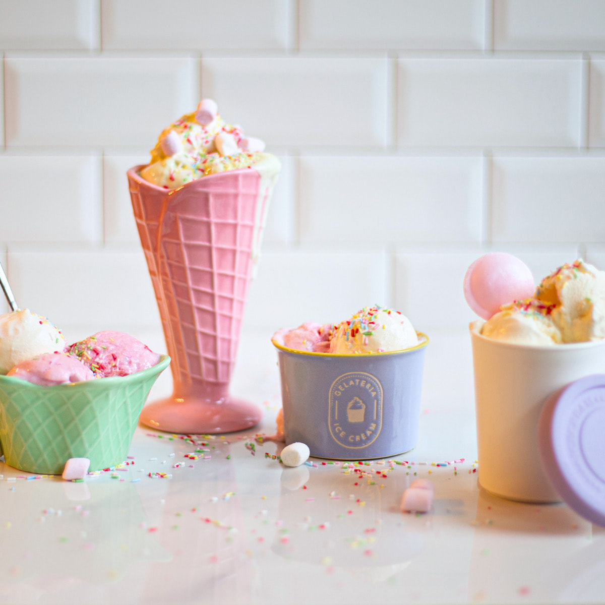 Lot de 4 coupes cône à glaces, GELATERIA