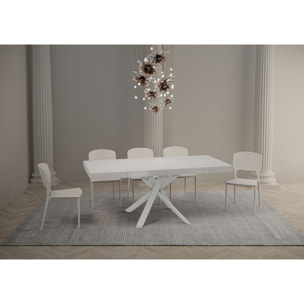 Table extensible 90x90/194 cm Clerk Premium dessus Frêne Blanc pieds Blancs