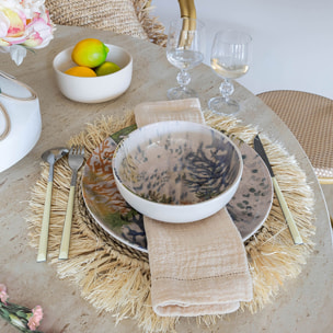 Service de table 48 pièces en grès motif aquatique CORFOU