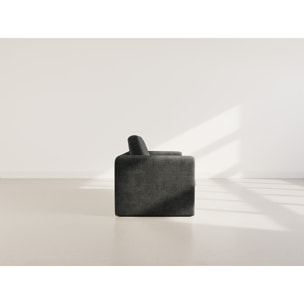 Marilia - Canapé 2 places convertible déplimousse en velours texturé - Gris foncé