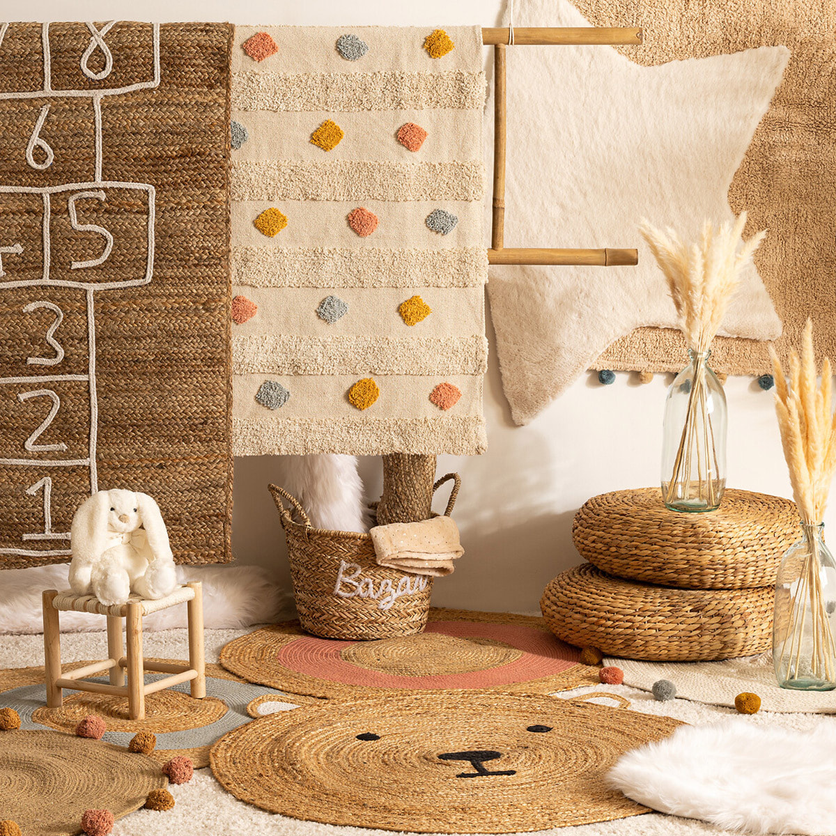 Tapis enfant "Ourson" - jute D100 cm