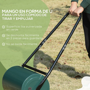 Rodillo para Césped Ancho 50cm Ø30cm Rodillo de Césped de 30L Relleno de Arena o Agua con Mango en U para Jardín Granja Verde Oscuro