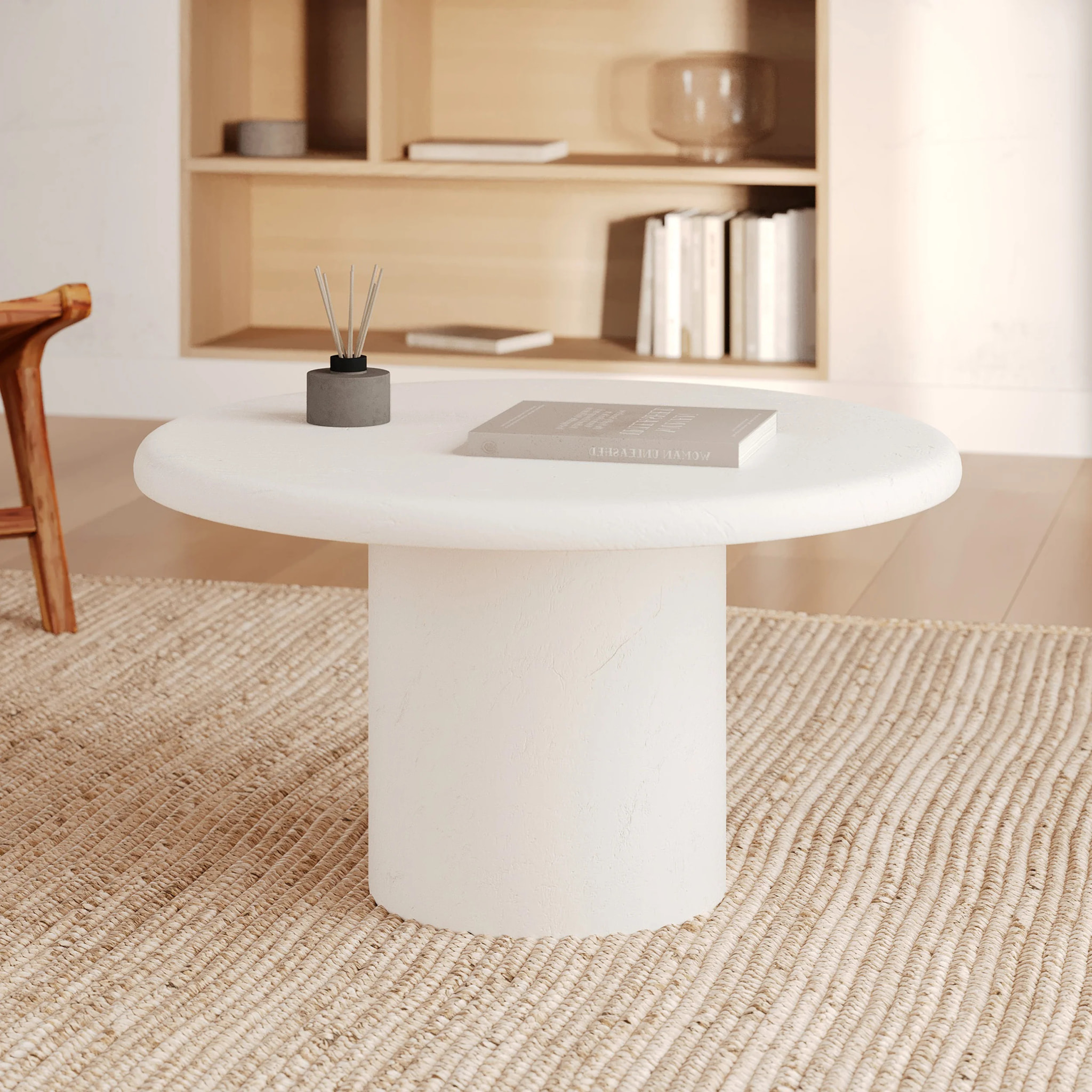 Table basse ronde en béton blanc cassé - Lulli