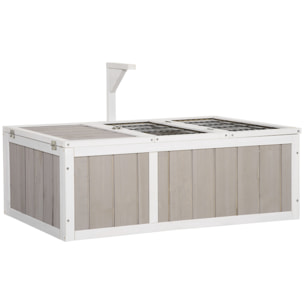 Enclos pour tortue - parc pour tortue - maison pour tortue terrestre - enclos extérieur avec grillage - bois sapin gris blanc