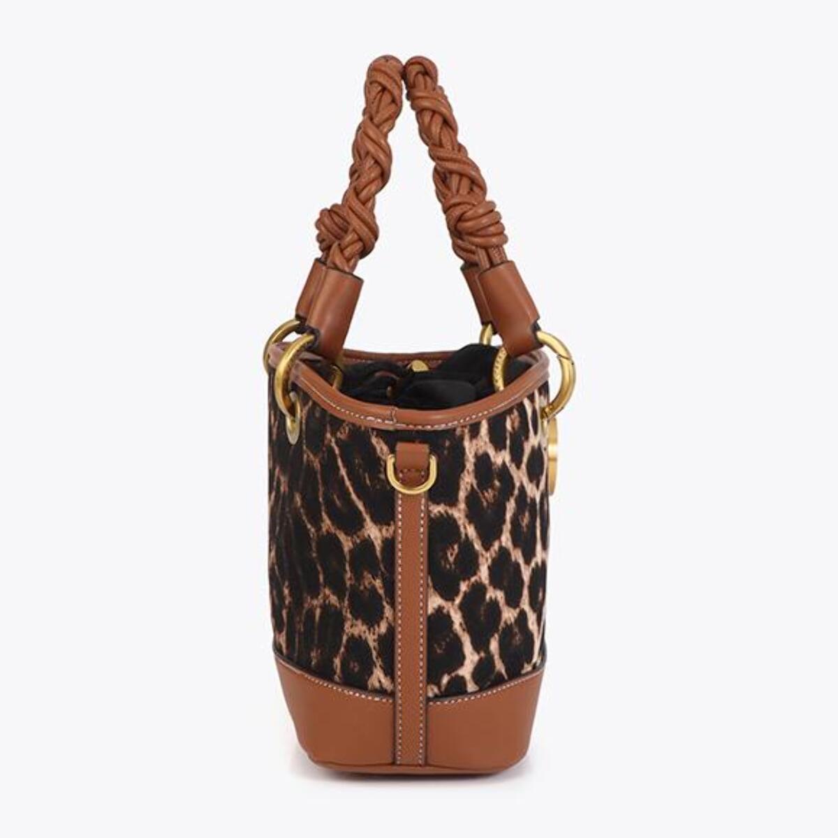 Mini tote bag stampa leopardata ed effetto pelle
