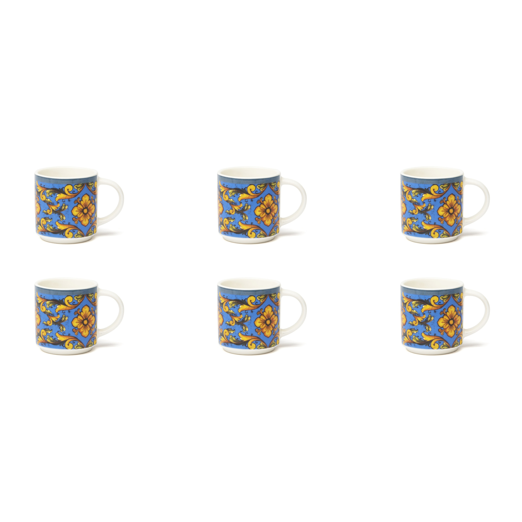 Set 6 Tazzine Caffè Excelsa – Trinacria, New Bone China Multicolore