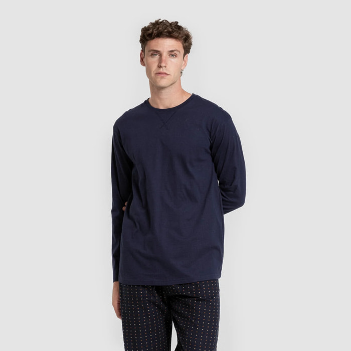 Pigiama da uomo in flanella monclova blu navy