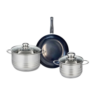 Ensemble de 1 Poêle de cuisson 24 cm et 2 faitouts 16 et 20 cm Elo Prima Brillant