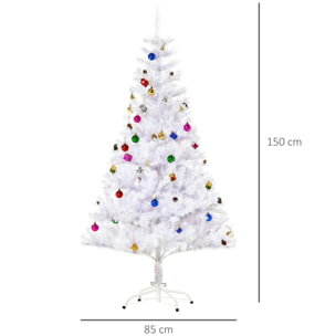 Sapin arbre de Noël artificiel blanc 150 cm 680 branches avec nombreux accessoires variés