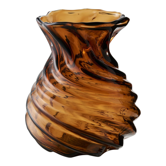 Vaso in vetro soffiato a bocca marrone fumé ø16x18,5 cm