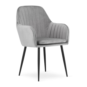Poltroncina Lugo in Velluto Grigio Argento con Gambe Nere
