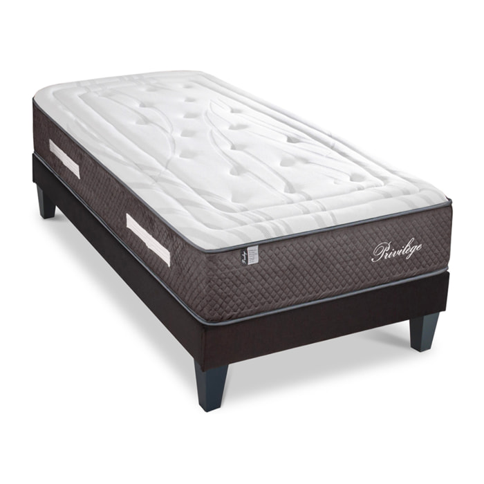 Ensemble Matelas Privilège & Sommier KIT15, 30 cm, Ressorts Ensachés & Mémoire de Forme, technologie Tri-Lattes, Soutien Ferme