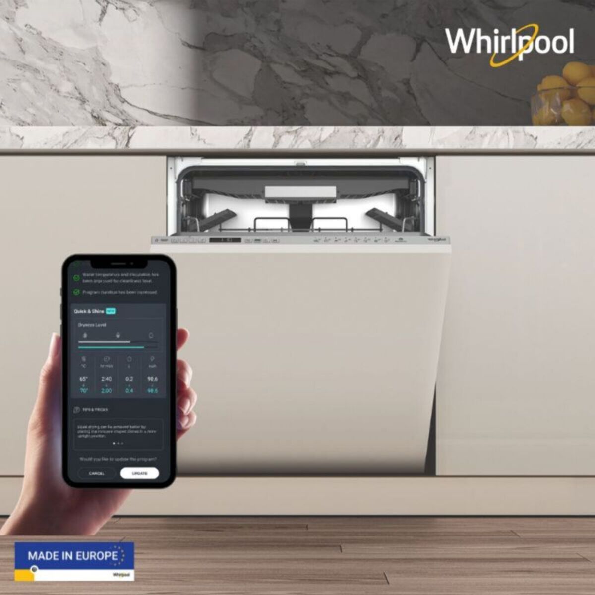 Lave vaisselle encastrable WHIRLPOOL W0ITP51W - PowerCleanPro - 6e sens - connecté