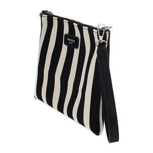 Pochette donna nera-panna in canvas