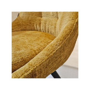 Chaise rotative 180° en tissu doux et pieds en métal noir - TOINOU