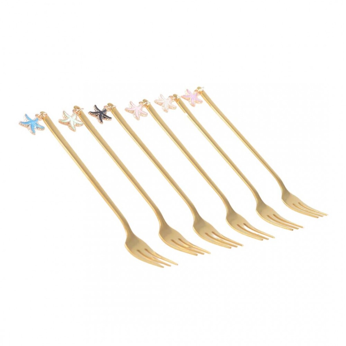 Fourchettes à dessert dorées étoile - lot de 6