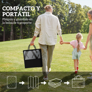 Alfombra de Exterior 182x274 cm Alfombra Reversible con Patrón Geométrico de Rombos Impermeable Bolsa de Transporte para Terraza Balcón Patio Camping Playa Negro