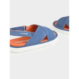 SANDALO INCROCIATO P67 UOMO IN SUEDE E MICROFIBRA BLUE