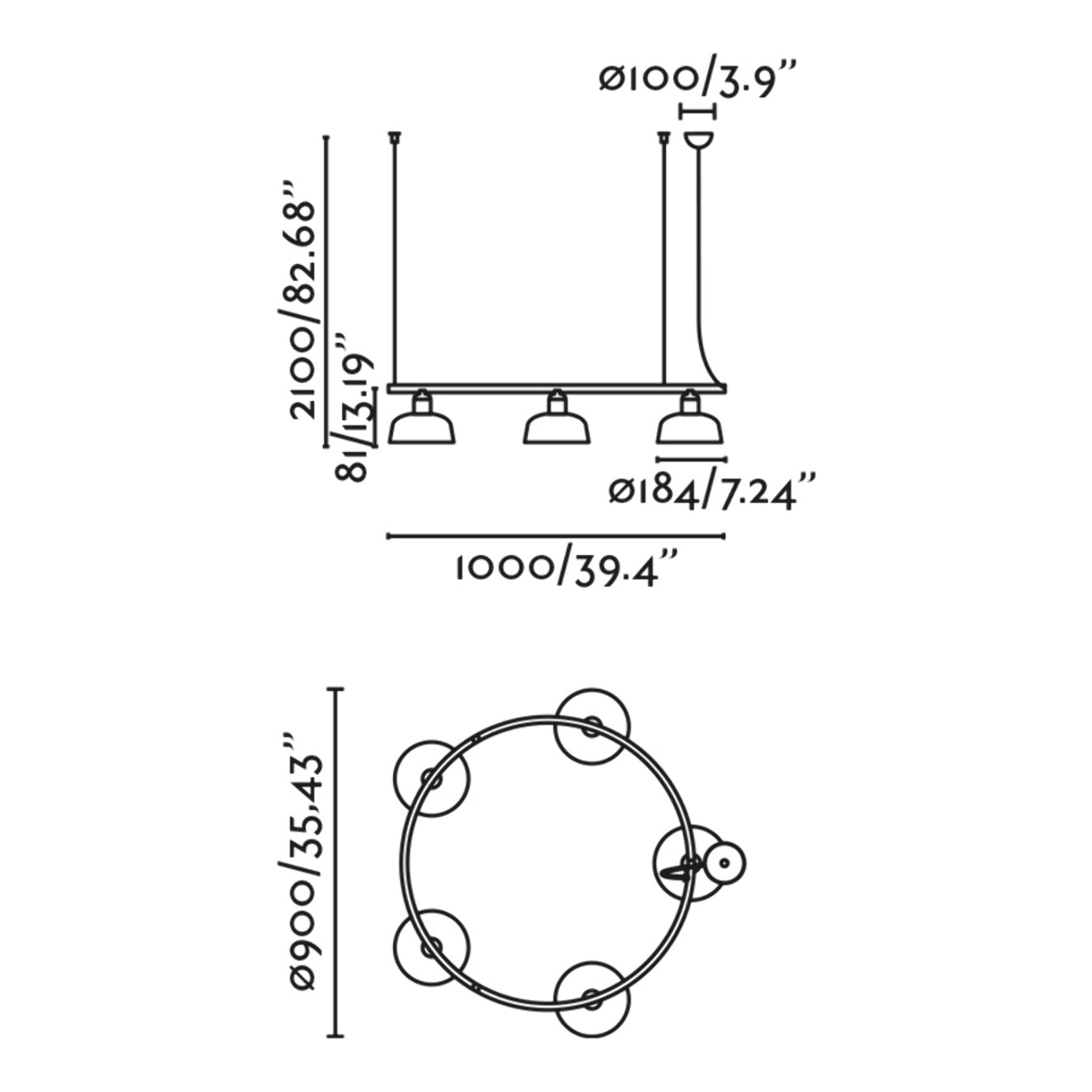 TATAWIN S metal 5L Colgante circular blanco