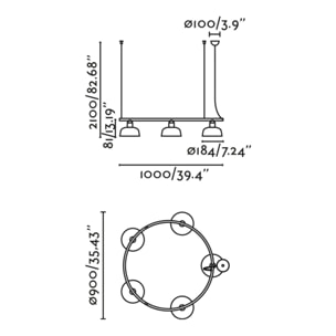 TATAWIN S metal 5L Colgante circular blanco