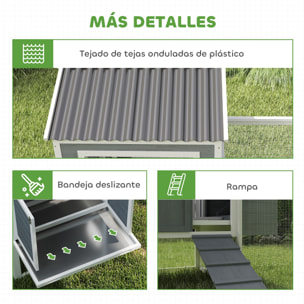 Gallinero para Exterior Gallinero de Madera Jaula Grande para 10-15 Gallinas con Columpio Perchas Bandeja Extraíble y Rampa 315,5x150,5x140,5 cm Gris