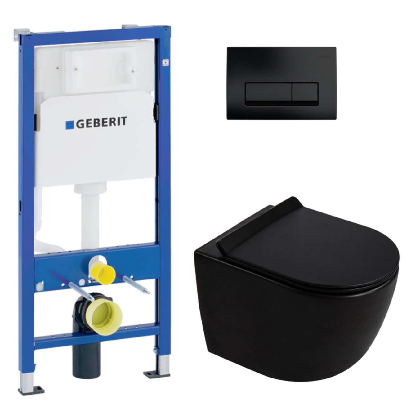 Duofix pack WC bâti-support 112 cm + WC suspendu sans bride Ceramia PixL avec abattant SoftClose + plaque (GEBCEPXBMT05-FR)