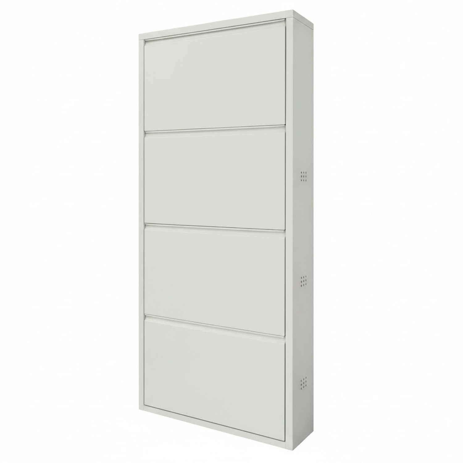 Scarpiera Slim In Metallo 4 Ante A Ribalta Ultra Sottile Salvaspazio Mobile Portascarpe Moderno Ingresso Camera Corridoio 138 x 50 x 15 Cm Grigio